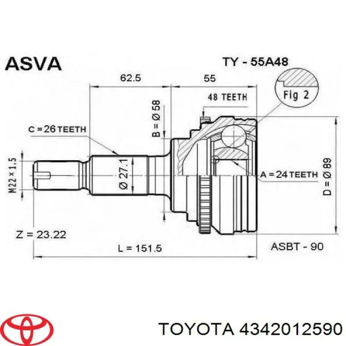 Купить 4342012590 Toyota Привод в сборе левый