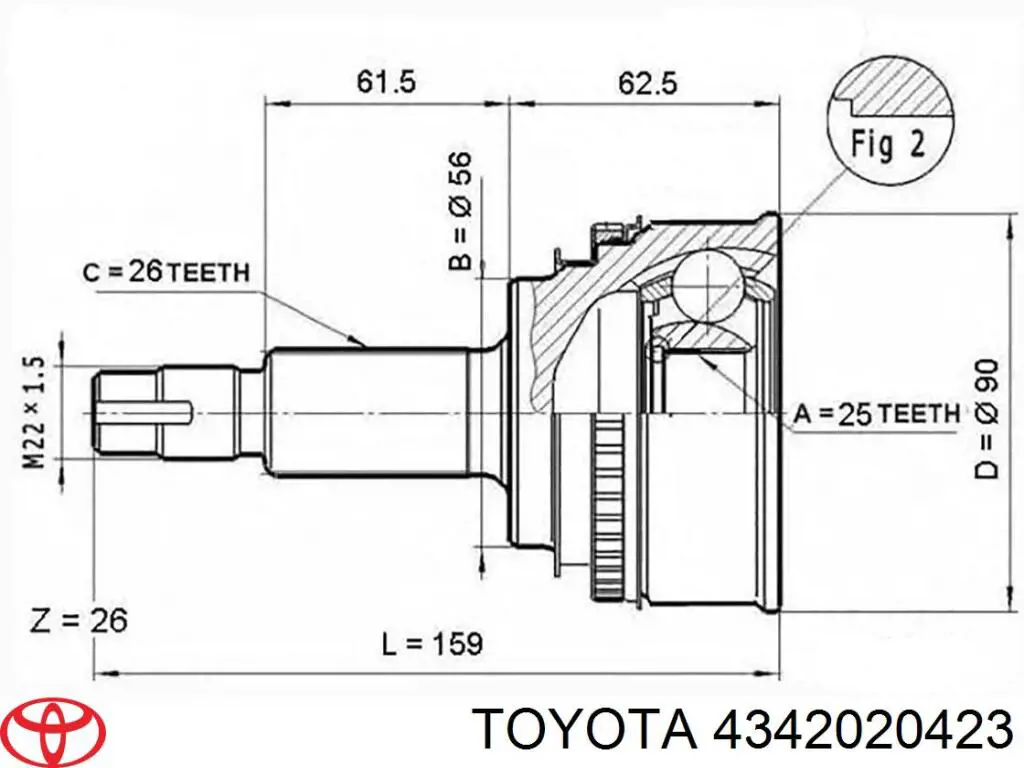 Левая полуось 4342020420 Toyota