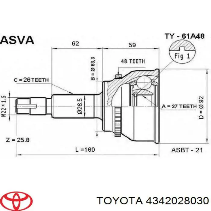 4342028030 Toyota semieixo (acionador dianteiro esquerdo)