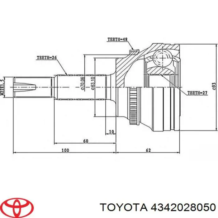 Левая полуось 4342028050 Toyota