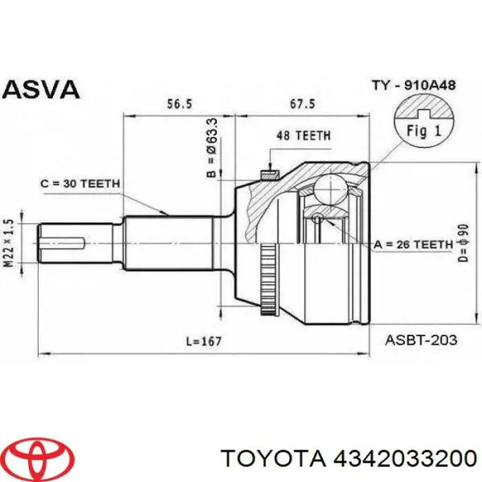 Полуось передняя левая на Toyota Camry V V30