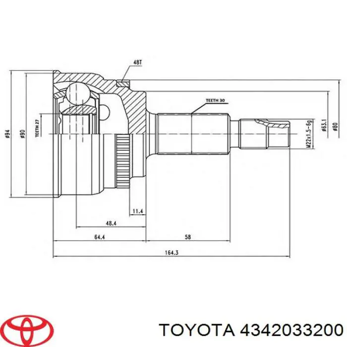 Привод передний левый Toyota Camry V седан (V30) (2001 - 2006) цена, от 126.70 USD