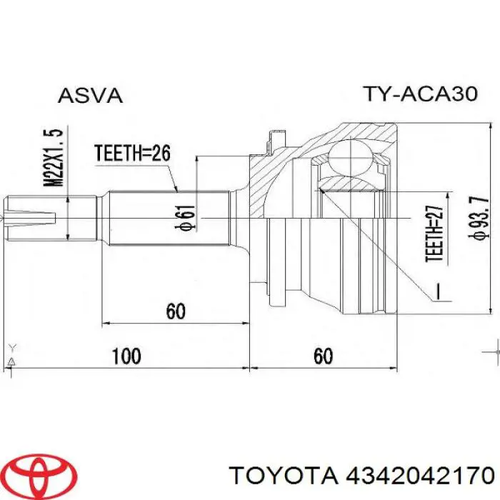 Полуось (привод) передняя левая Toyota 4342042170