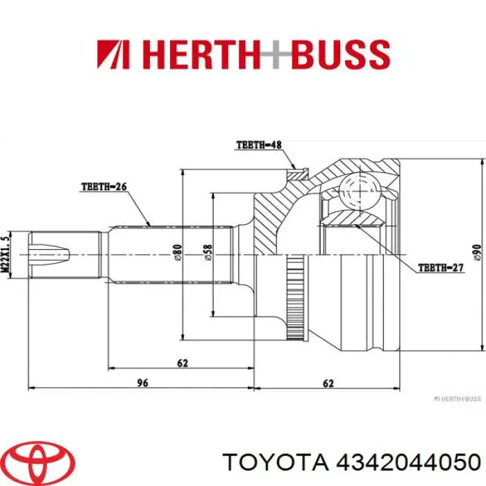 4342044050 Toyota Полуось передняя левая