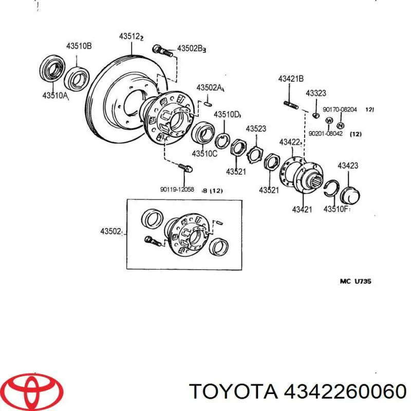 Прокладка фланця задньої піввісі 4342260060 Toyota