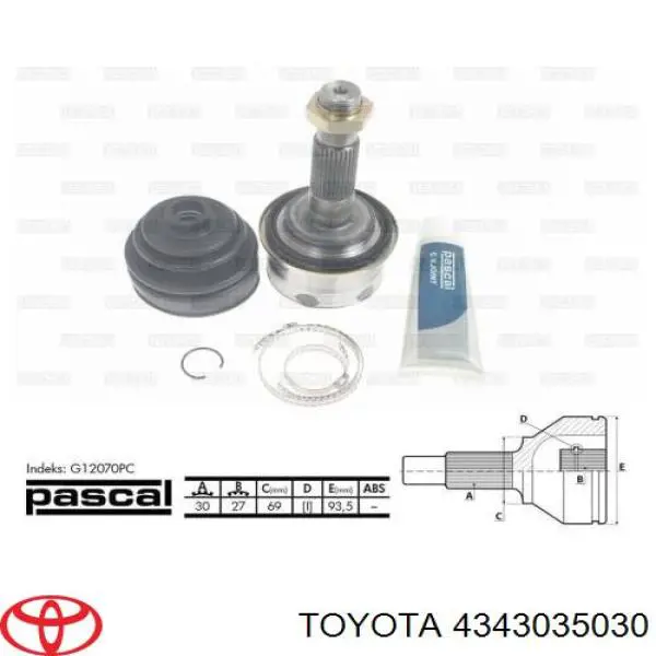 Árbol de transmisión delantero 4343035030 Toyota