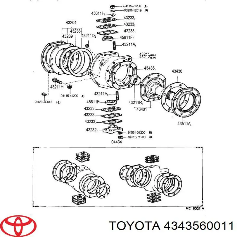 Прокладка фланца поворотного кулака Toyota 4343560011