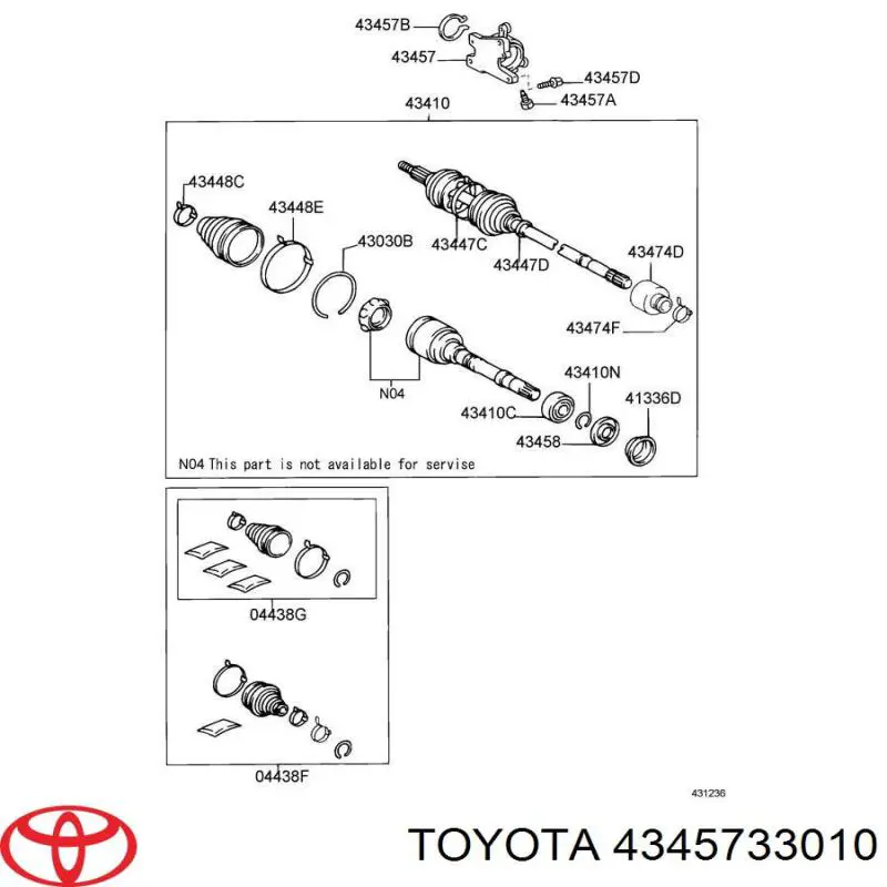 4345733010 Toyota rolamento suspenso do semieixo dianteiro