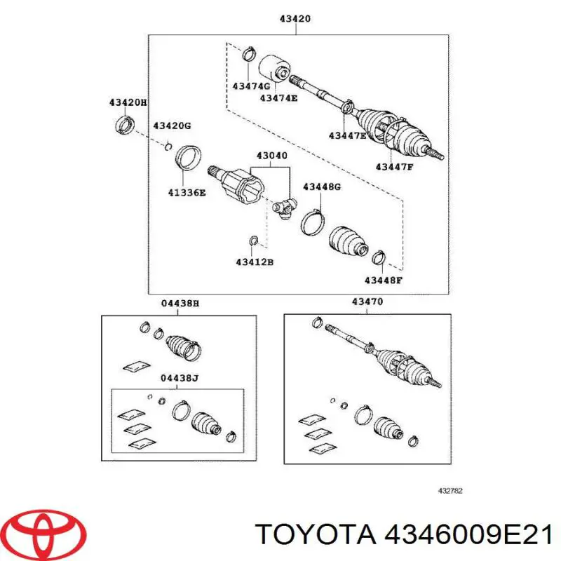 4346009E21 Toyota semieixo (acionador dianteiro direito)