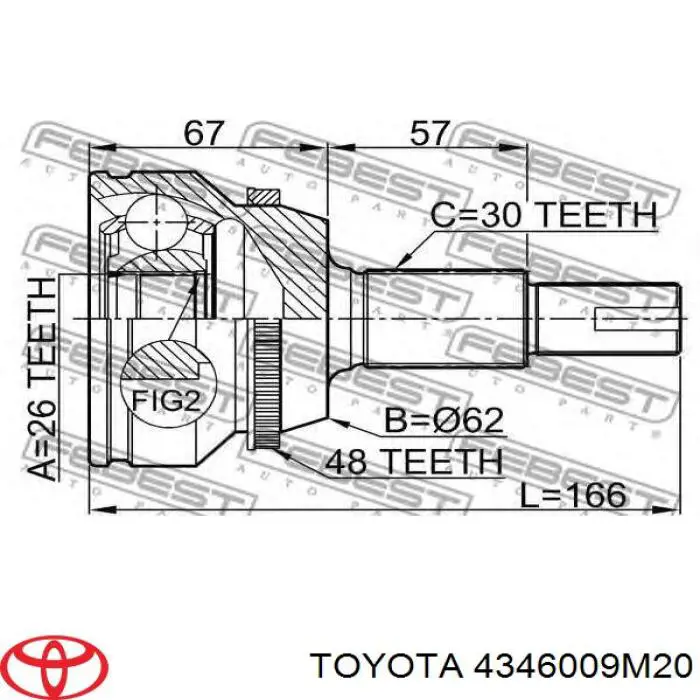 Полуось (привод) передняя правая TOYOTA 4346009M20