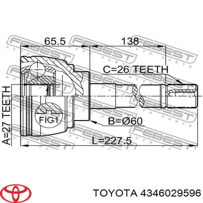 ШРУС наружный передний 4346029596 Toyota