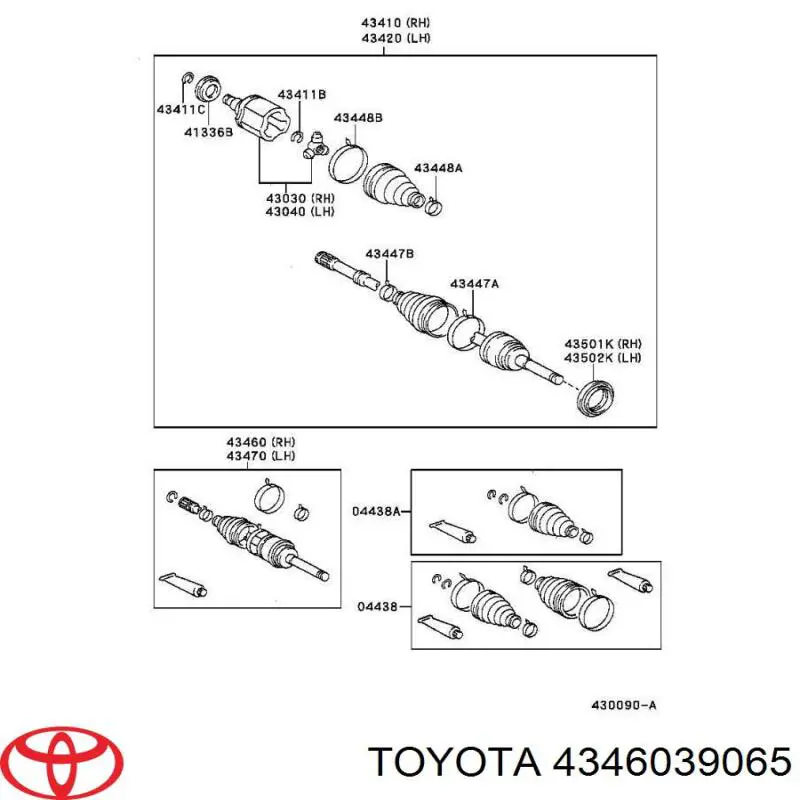 Полуось передняя 4346039065 Toyota