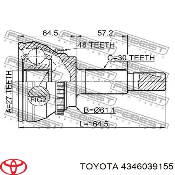 Привод передний правый Toyota 4346039155 цена, от 97.76 USD