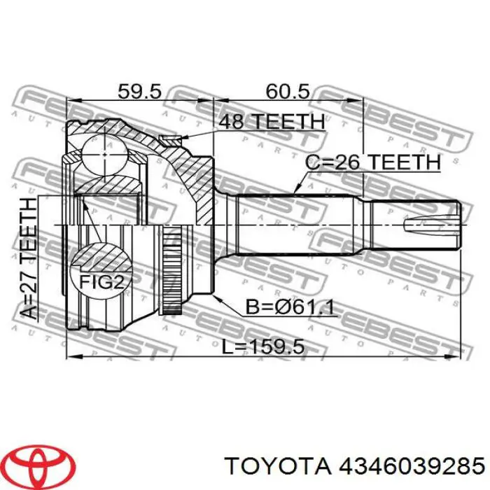 Купить 4346039285 Toyota Шарнир равных угловых скоростей передний правый