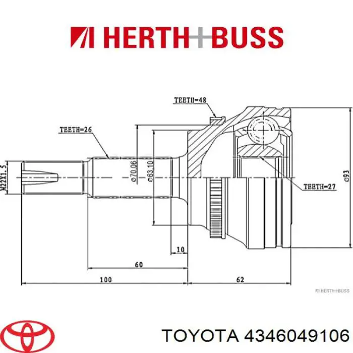 Привод передний правый Toyota 4346049106 цена, от 46.63 USD