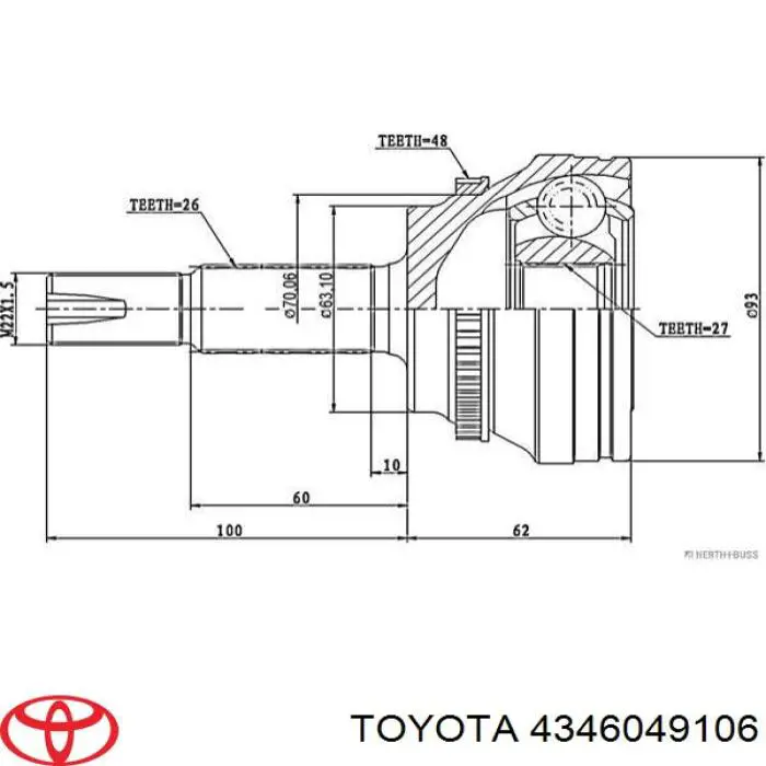 Купить 4346049106 Toyota Вал приводной правый