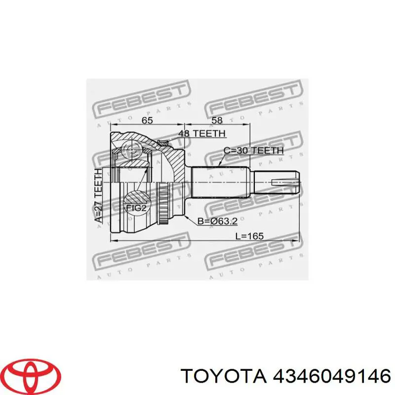 4346049145 Toyota полуось (привод передняя правая)