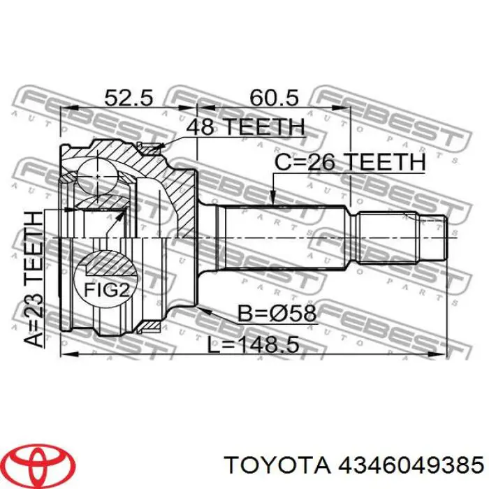Привод передний правый Toyota 4346049385 цена, от 103.28 USD