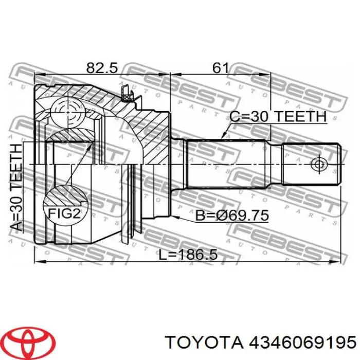 4346069195 Toyota junta homocinética externa dianteira