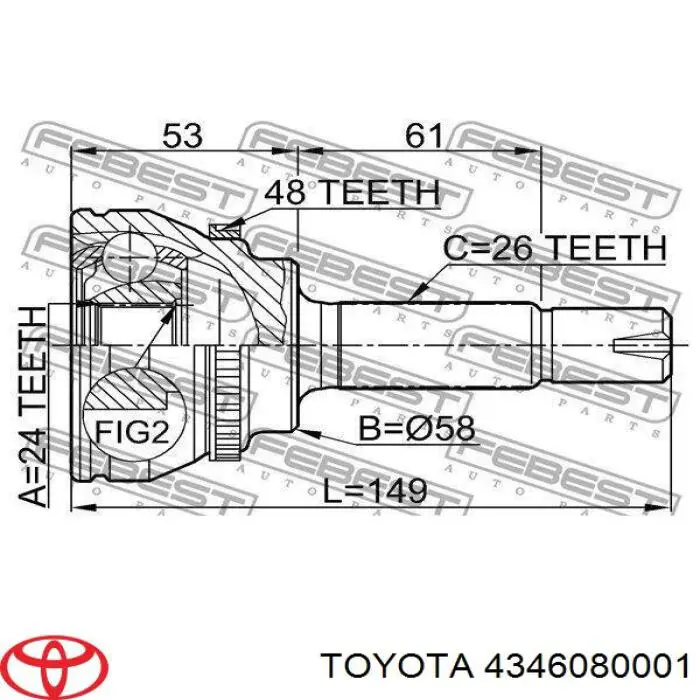 ШРУС наружный передний правый 4346080001 Toyota