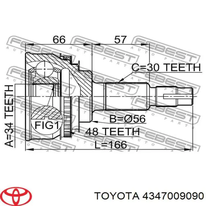4347009090 Toyota Наружная граната