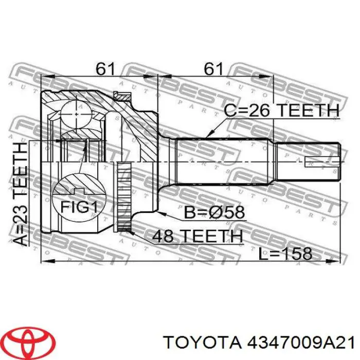 4347009A21 Toyota Полуось передняя левая