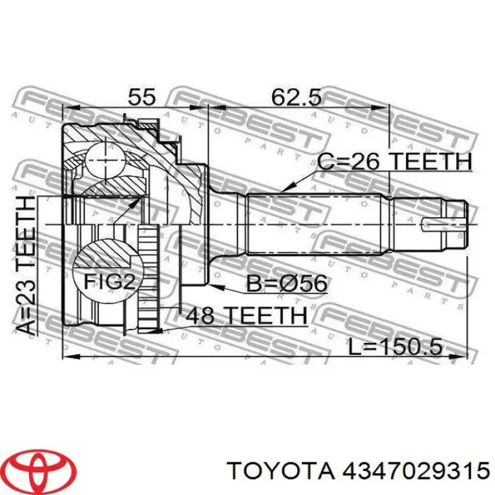 ШРУС наружный передний 4347029315 Toyota