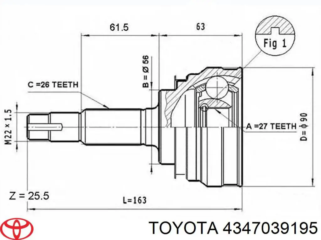 4347039195 Toyota полуось (привод передняя правая)