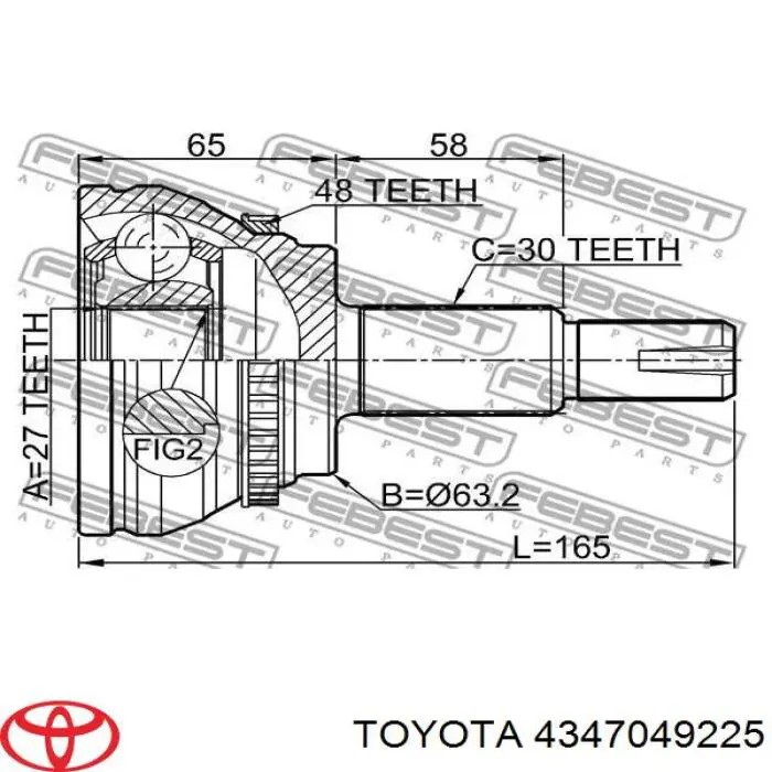 Semieixo (acionador) dianteiro esquerdo para Toyota Avensis (LCM)