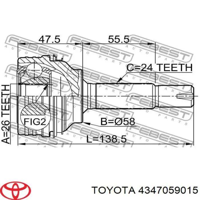 Привод передний левый Toyota 4347059015 цена, от 753.45 USD