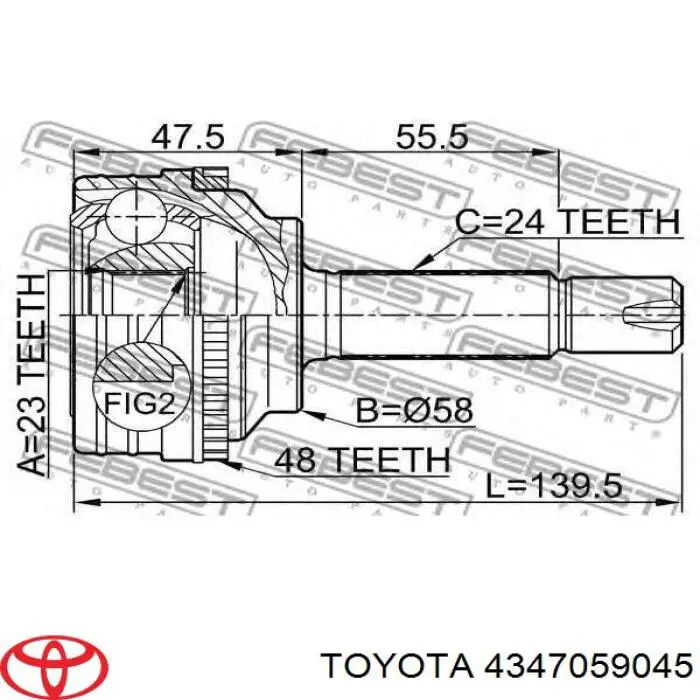 Левая полуось Toyota 4347059045