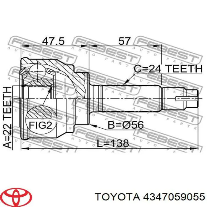 Привод передний левый Toyota 4347059055 цена, от 697.46 USD