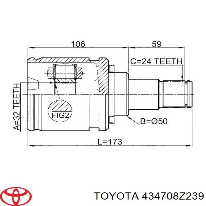 434708Z239 Toyota Полуось передняя левая