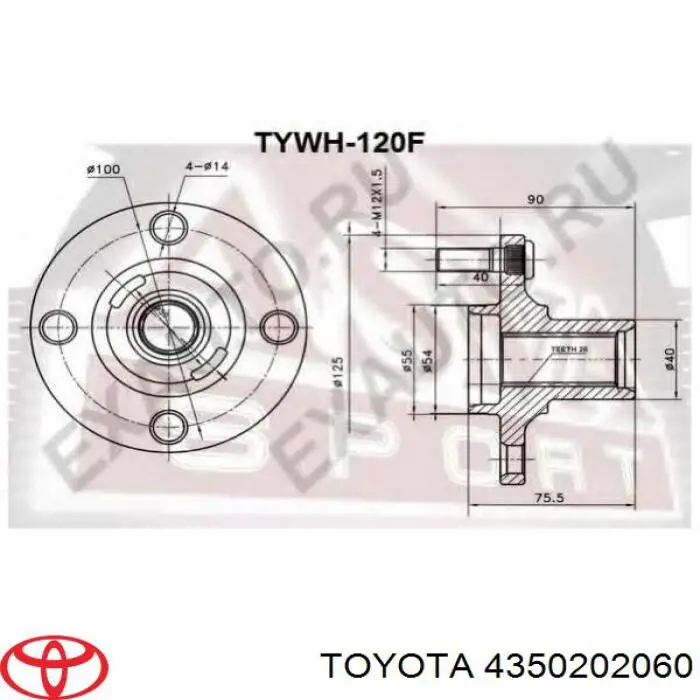 Cubo de rueda delantero 4350202060 Toyota