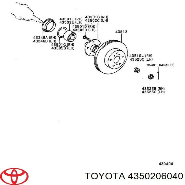 Ступица передняя 4350206040 Toyota