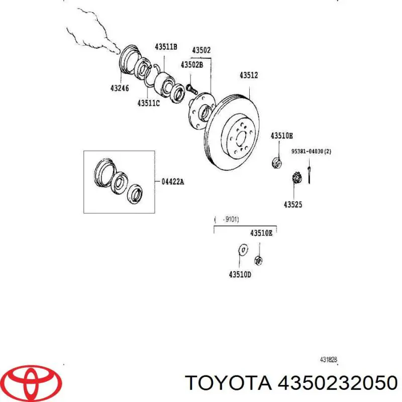 Cubo de rueda delantero 4350232050 Toyota