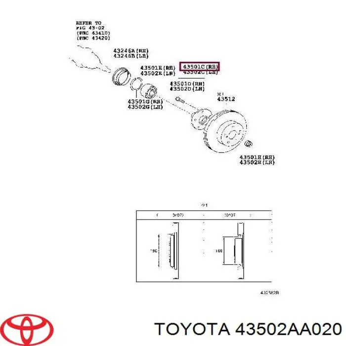 43502AA020 Toyota ступица передняя