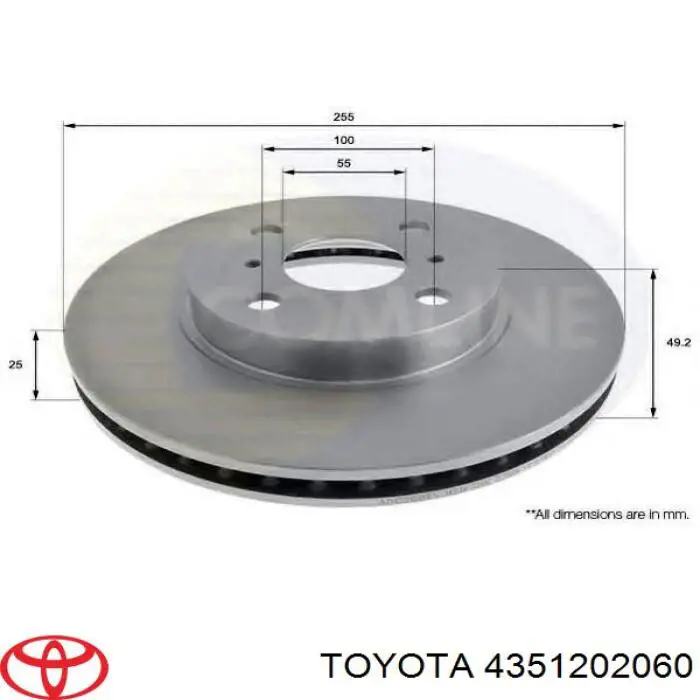 Передние тормозные диски 4351202060 Toyota