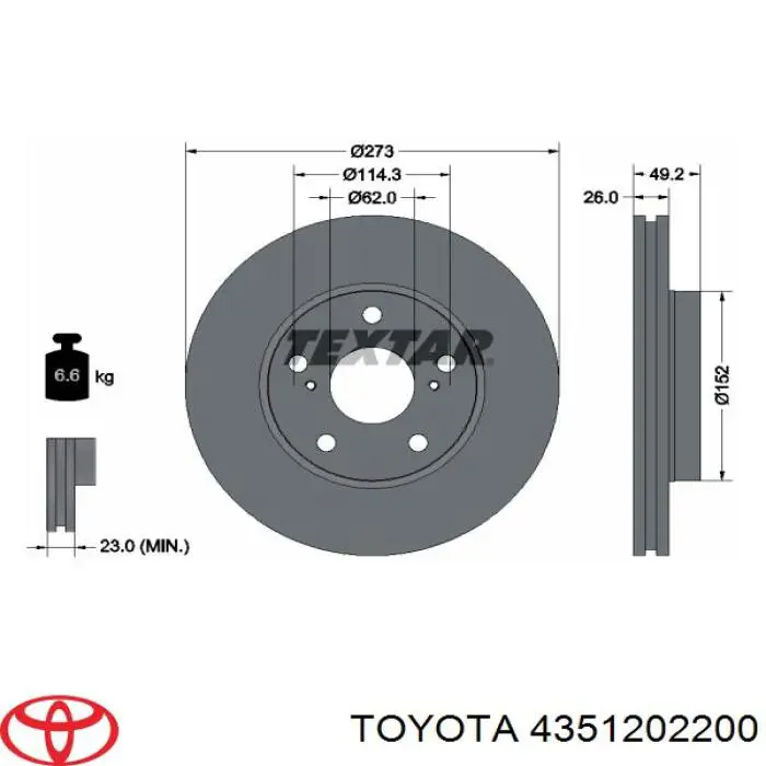 Купить 4351202200 Toyota Ротор тормозной