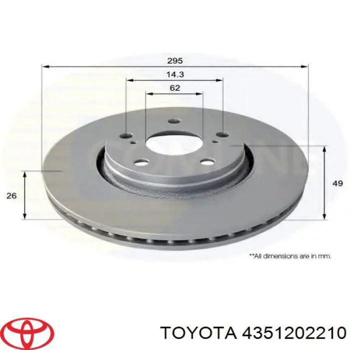 4351202210 Toyota диск тормозной передний