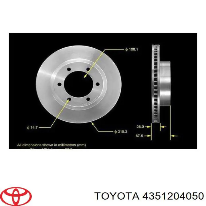 4351204050 Toyota диск тормозной передний