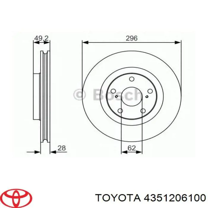 Тормоз дисковый передний Toyota 4351206100 цена, от 43.85 USD