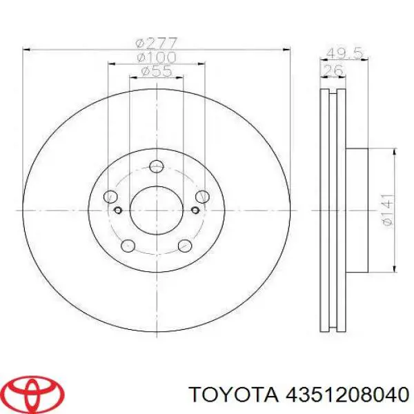 4351208040 Toyota диск тормозной передний