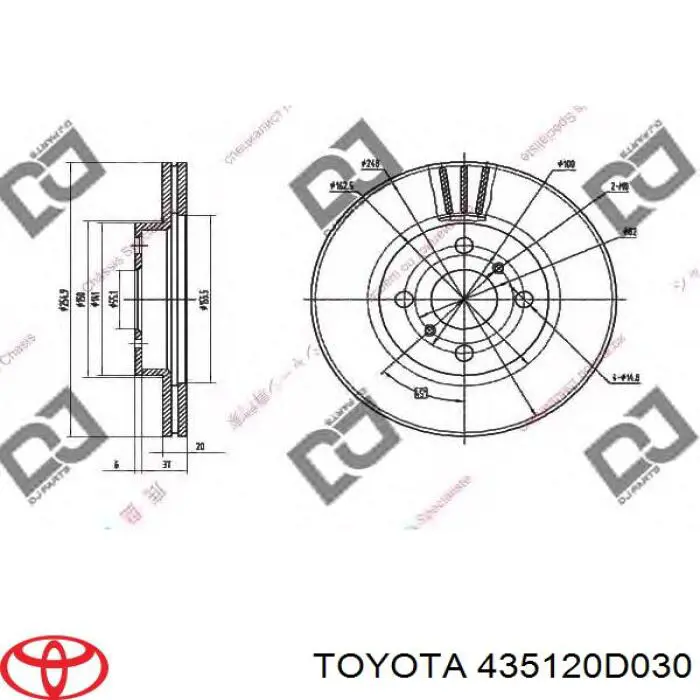 Передний тормозной диск Toyota 435120D030