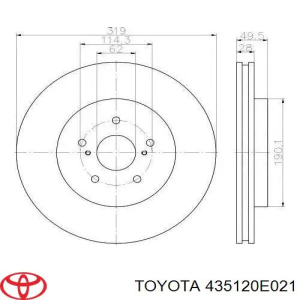 435120E021 Toyota диск тормозной передний