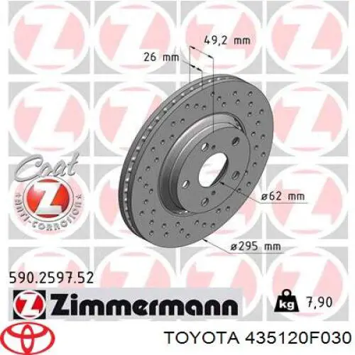 Купить 435120F030 Toyota Ротор тормозной