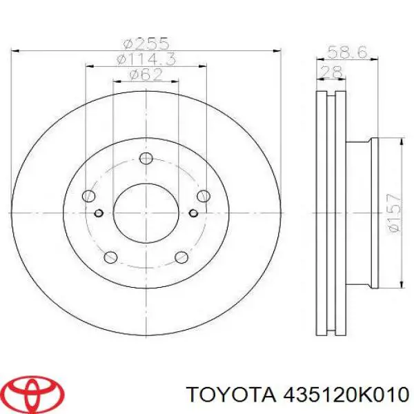 435120K010 Toyota диск тормозной передний