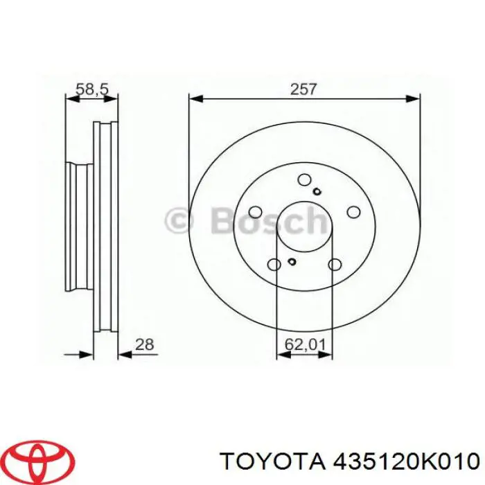 435120K010 Toyota Диск тормозной передний