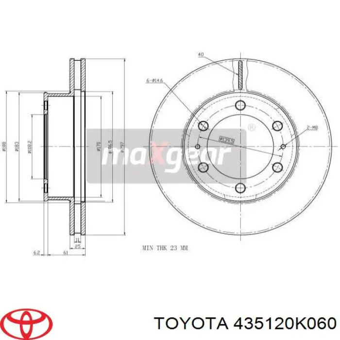 435120K060 Toyota диск тормозной передний