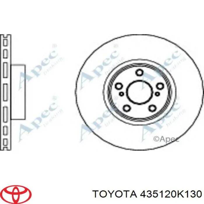 Передние тормозные диски 435120K130 Toyota